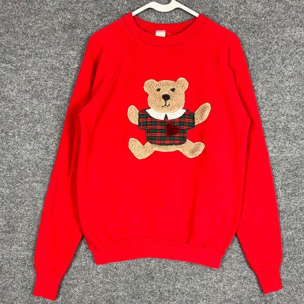 Vintage healthknit‎ sweatshirt Bear Fluffy Women's Crewneck Size XL USA MADE